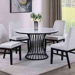 5pc, Dining Table Set, Hadley Faux Marble Round Table Top