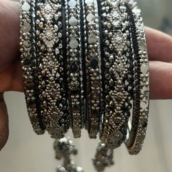 Brand New Costume Silver Bangle Set with Bells