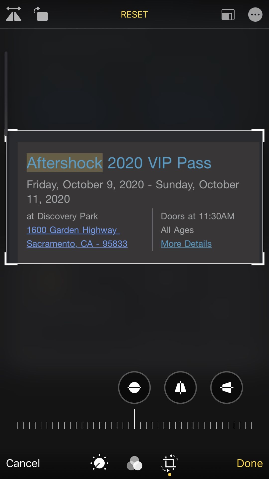 VIP aftershock tickets