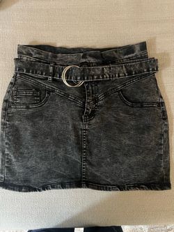 Acid wash denim skirt