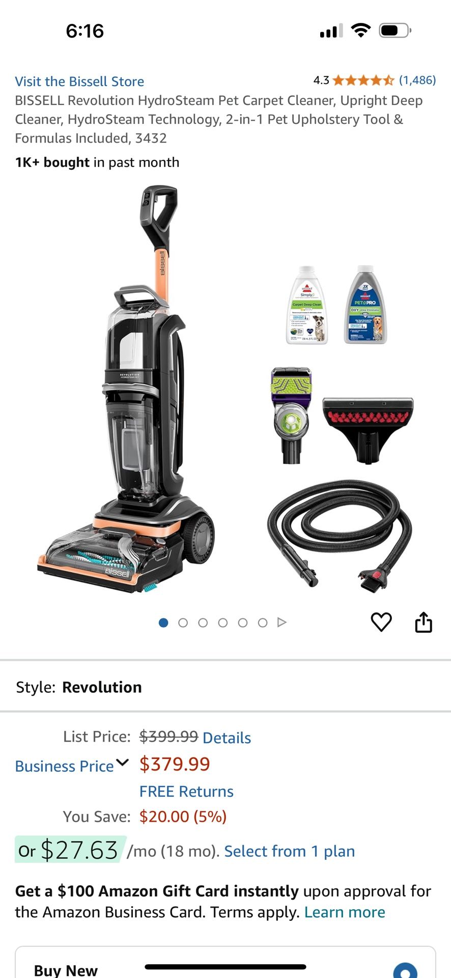 Bissell Revolution Hydrosteam Carpet Cleaner