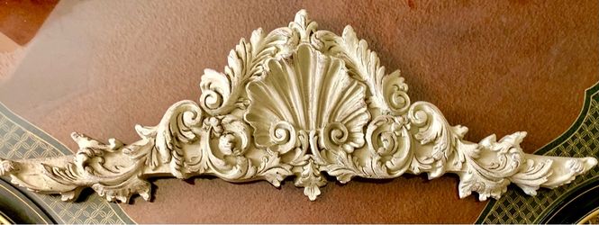 35” Ornate Decorative Valence with Shell & Leaf Scrolls for Wall Window Door