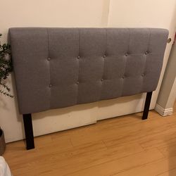 Full Size Gray Upholstered Tufted Head Board 
