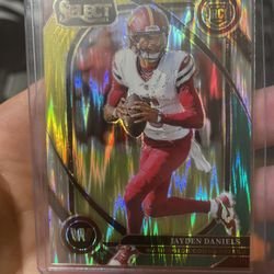Jayden Daniels RC 2024 NFL Select Green And Yellow Shock Prizm 