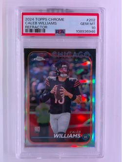 Topps 2024 Chrome Caleb Williams Rookie Refractor #202 Chicago Bears PSA 10