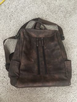Backpack brown leather handbag