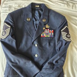 VTG US Air Force USAF Dress Blue retired Uniform Jacket Coat 