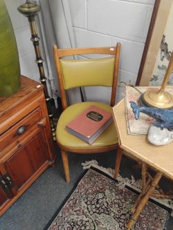 4 Mid Century Bentwood Retro Mustard Leather Dining Chairs