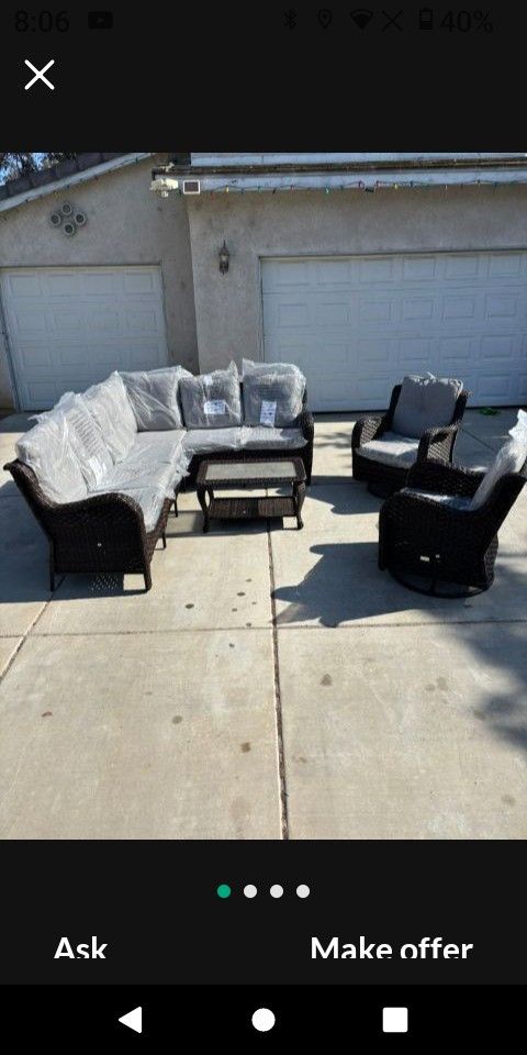 Beautiful L-shaped Patio Furniture Set With Patio Swivel Chairs Patio Rocking Chairs Brand New ✈️🆕🆕✈️🚛🚚