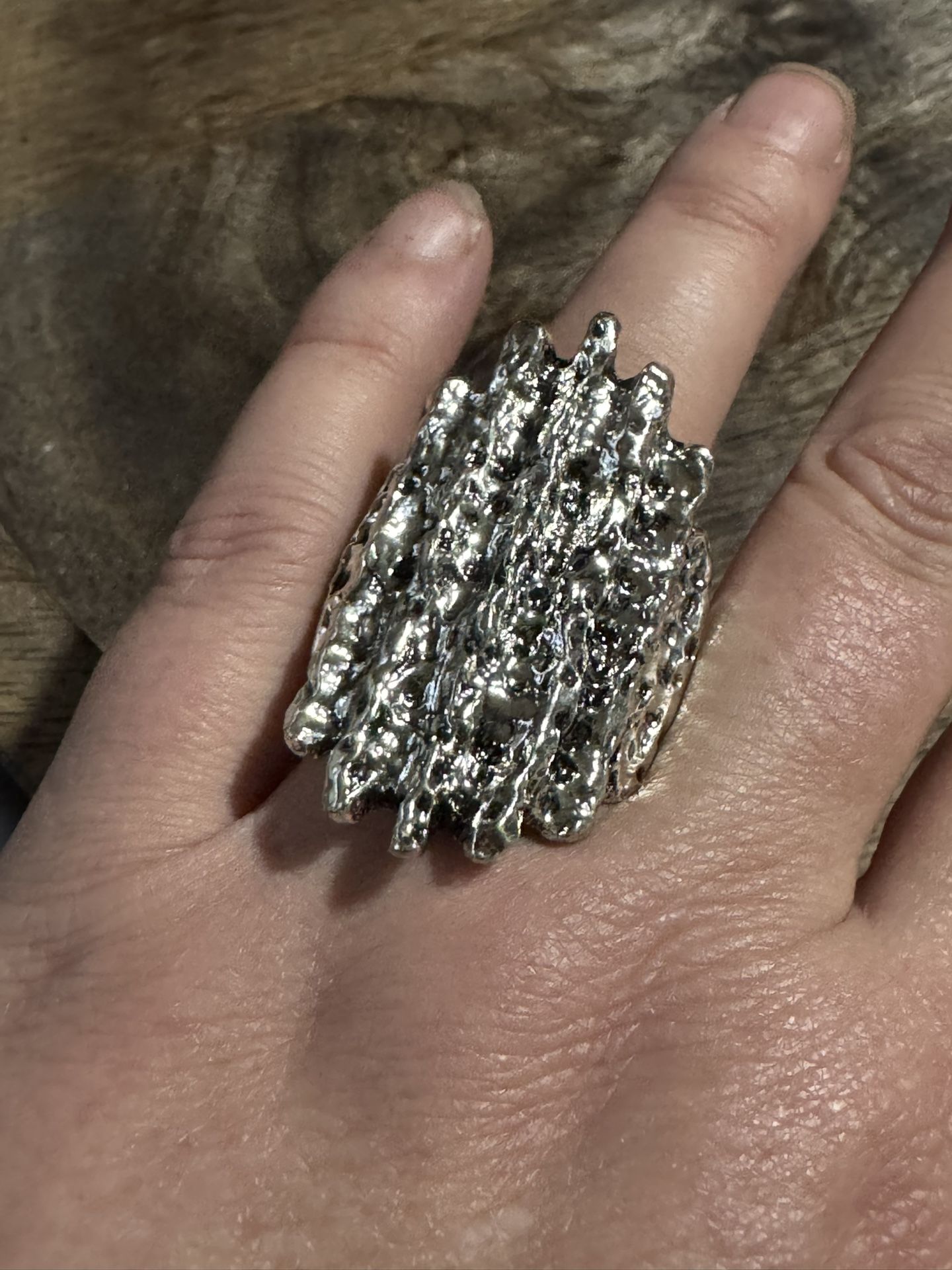 Silver Colored Oversized Statement Ring- Unique Jewelry-Adjustable-1 Sz Fit Most