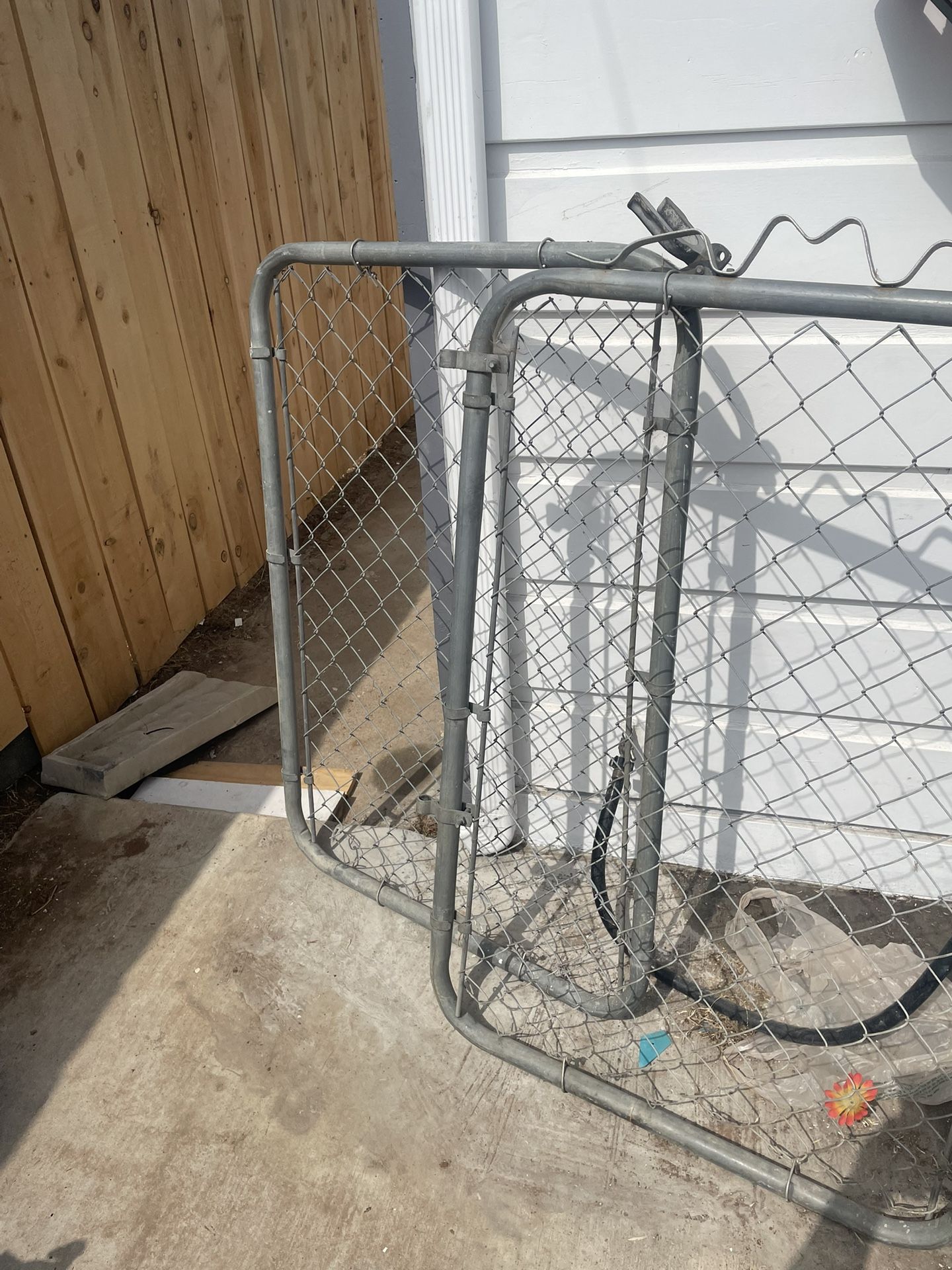 Metal chain link fence doors