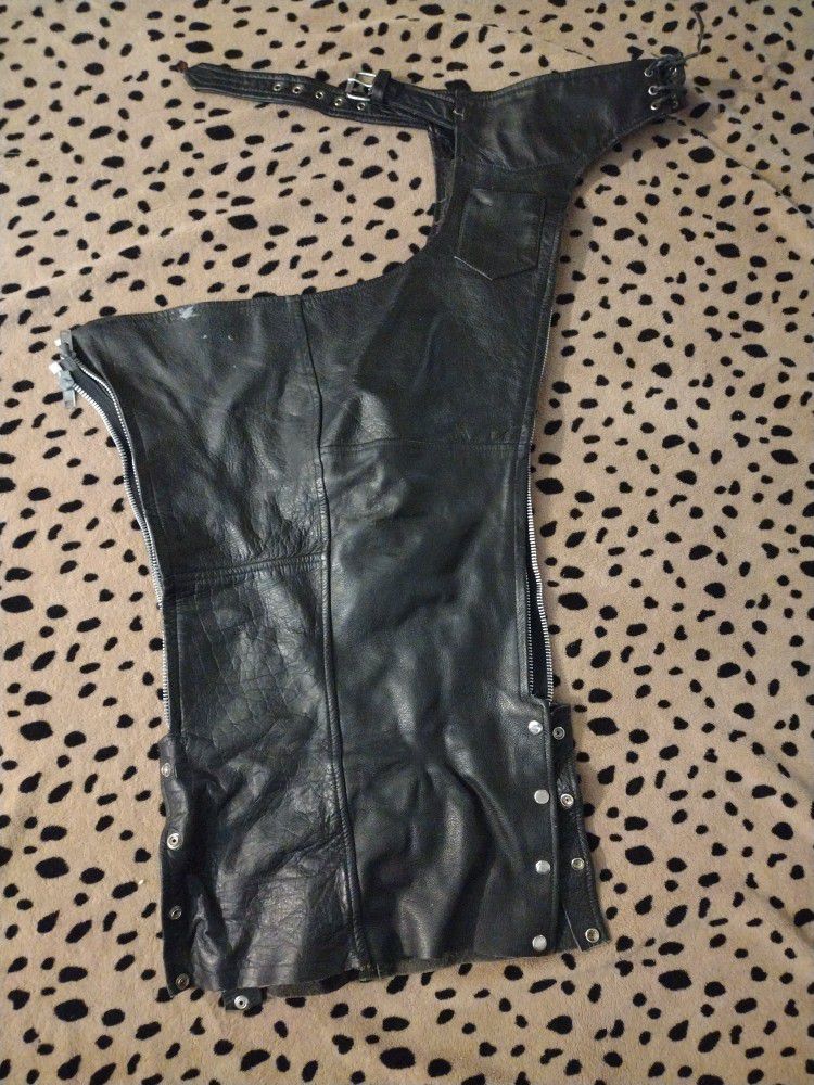 Black Leather Riding Chaps