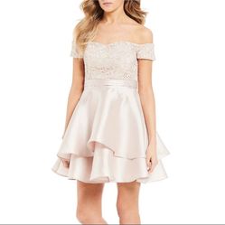 Sequin Hearts Floral Lace Off The Shoulder Dress