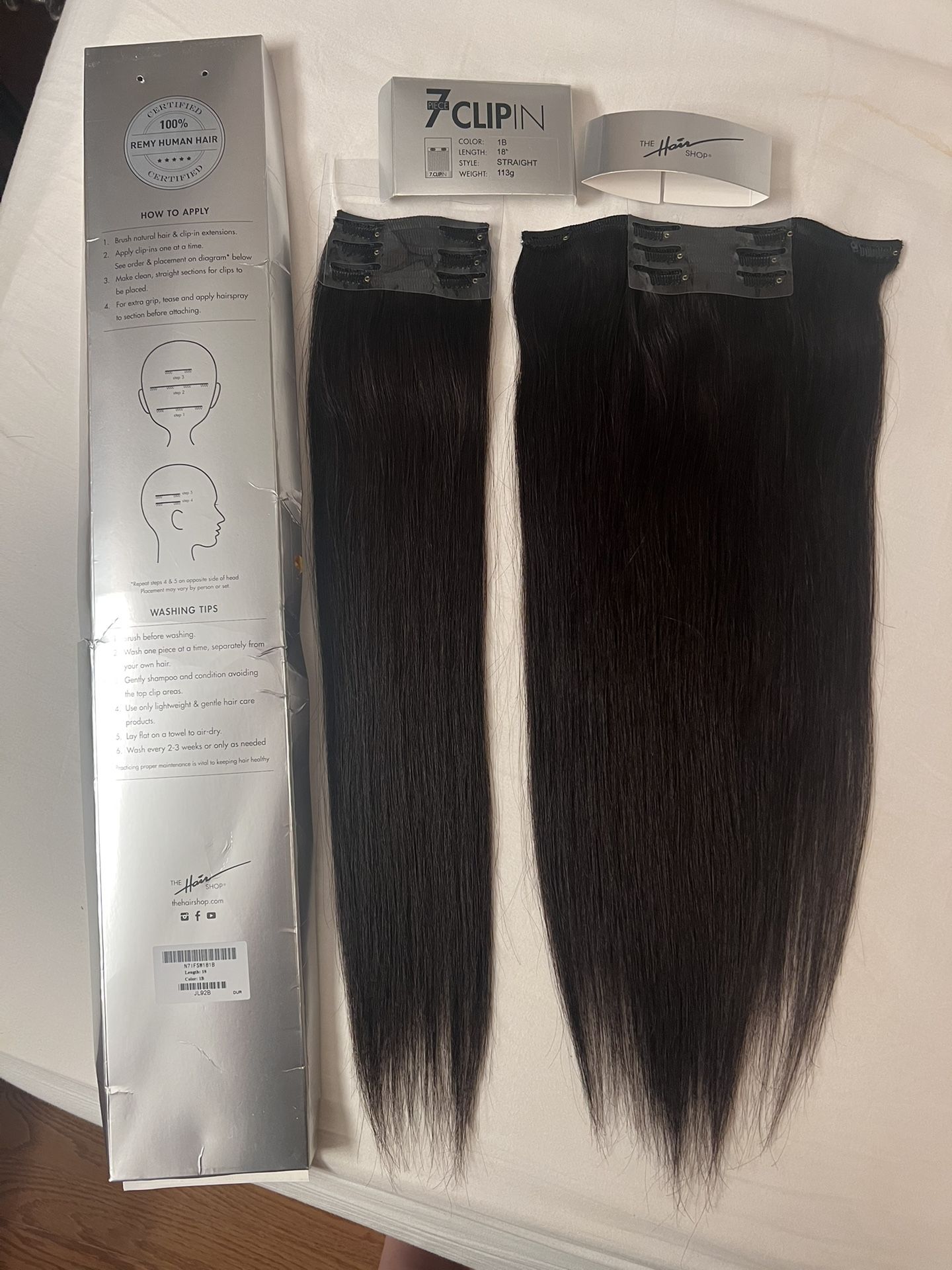 The Hair Shop - 18” Clip-Ins - #1B Natural Black *READ DESCRIPTION*
