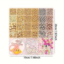 Gold Spacer Beads Bracelets Making Kit, 2802Pcs Gold Beads, Letter Beads, Pearl Beads and Evil Eye Beads for Bracelet Making