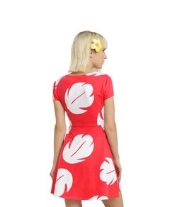 Stretchable Hawaiian Leaves Women Dress with Two Side Pocket Size M New Condition