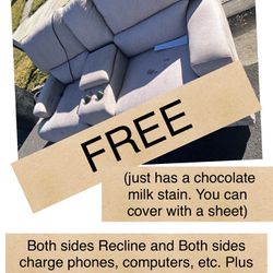 FREE Reclining Couch (has Chocolate Milk Stains - Reclining Couch (has Chocolate Milk Stains - doesn’t smell -  Will Need A Blanket Or Couch Cover)