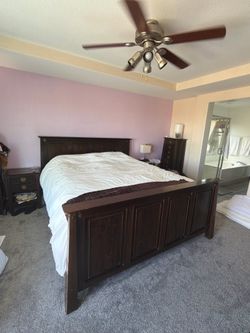 Wood Cal King bed set