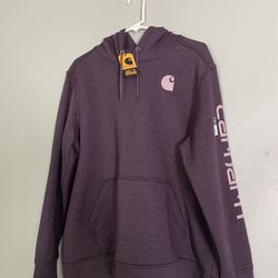 NWT Carhartt Women's Relaxed Fit Midweight Logo Sleeve Hoodie