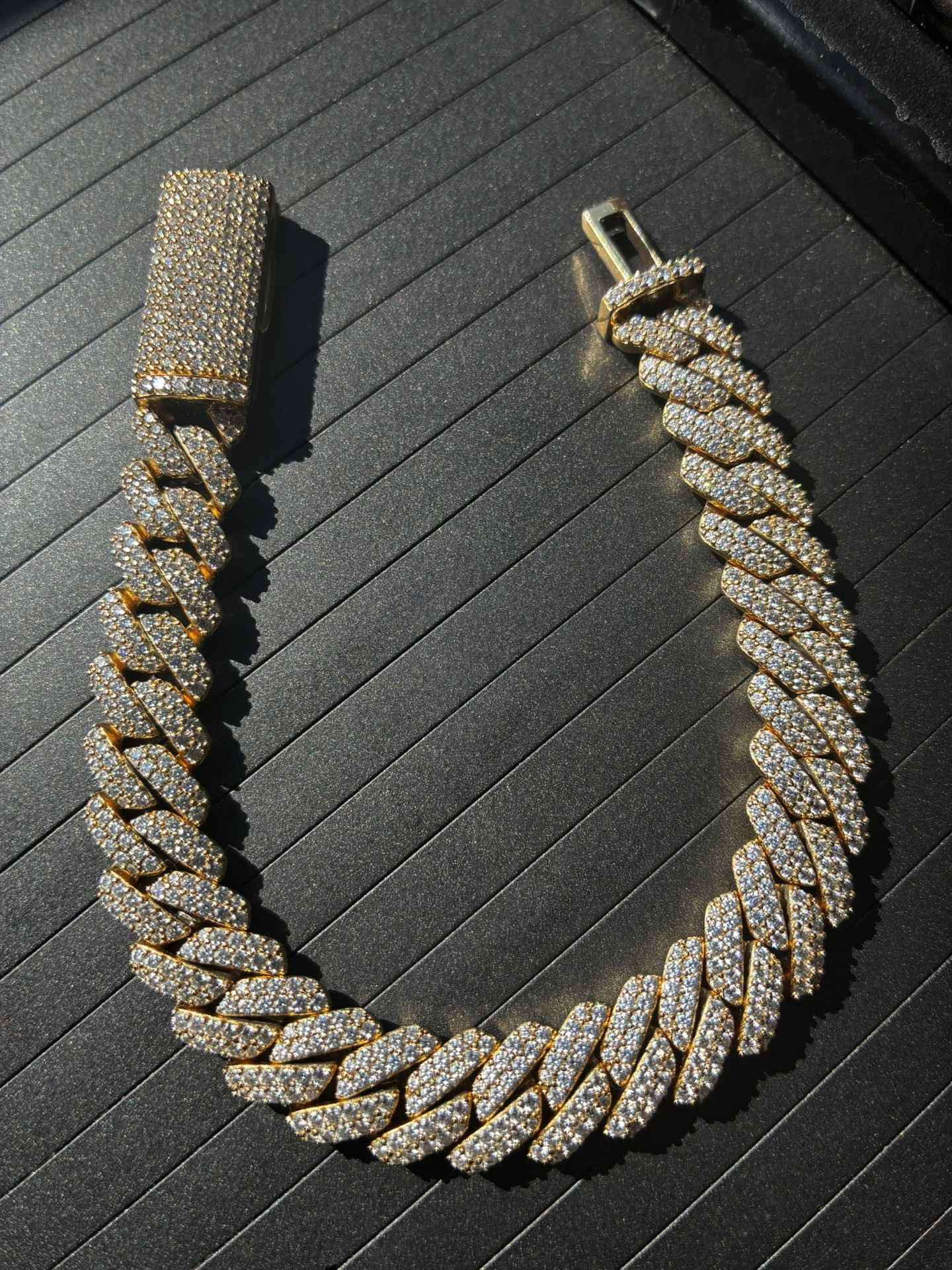 10mm Moissanite Cuban Bracelet 18K gold plated