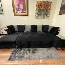Brand New All Black Or Black/Gray Super Soft And Comfy Sectional Sofa Couch - Ottoman Sold Separately 