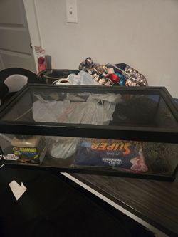 Glass enclosure with supplies 20 x 7 x 10