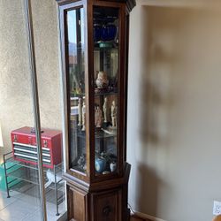 Tall Mirrored Curio Cabinet Vintage.