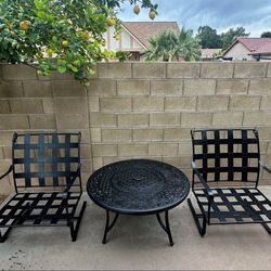 Patio set. HEAVY! OW Lee. Deep seat spring chairs. Table.