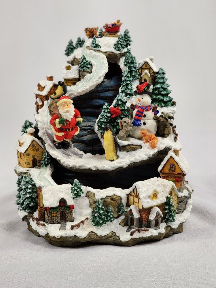 Christmas Traditions Decorative Tabletop Fountain "Santa Skiing"