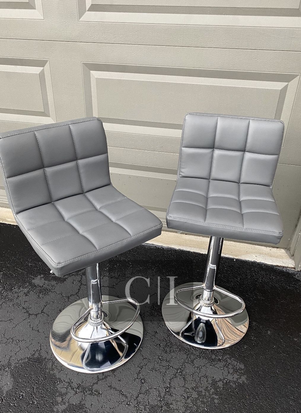 New 2 Gray Bar Stools 