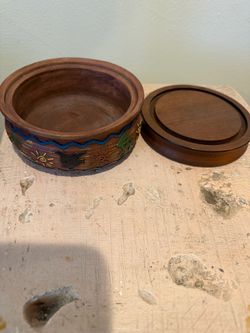 Decorative Southwestern-Style Lidded Bowl – 5”