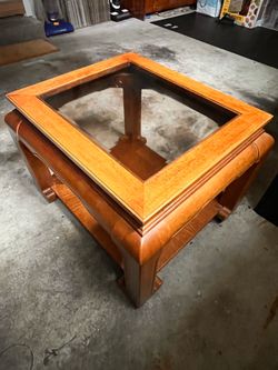 Beautiful Solid wood center or side table with glass top
