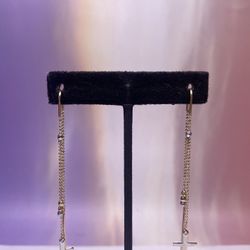 14k Cross Bead Threader Earring 