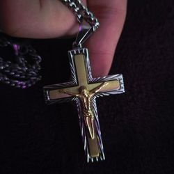 Silver gold cross chain