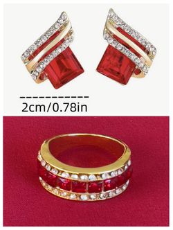 Gold-plated Zirconia Promise Ring and Earrings 