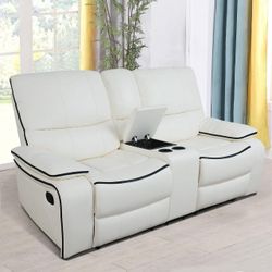 White bonded leather loveseat household living area furnishings sale