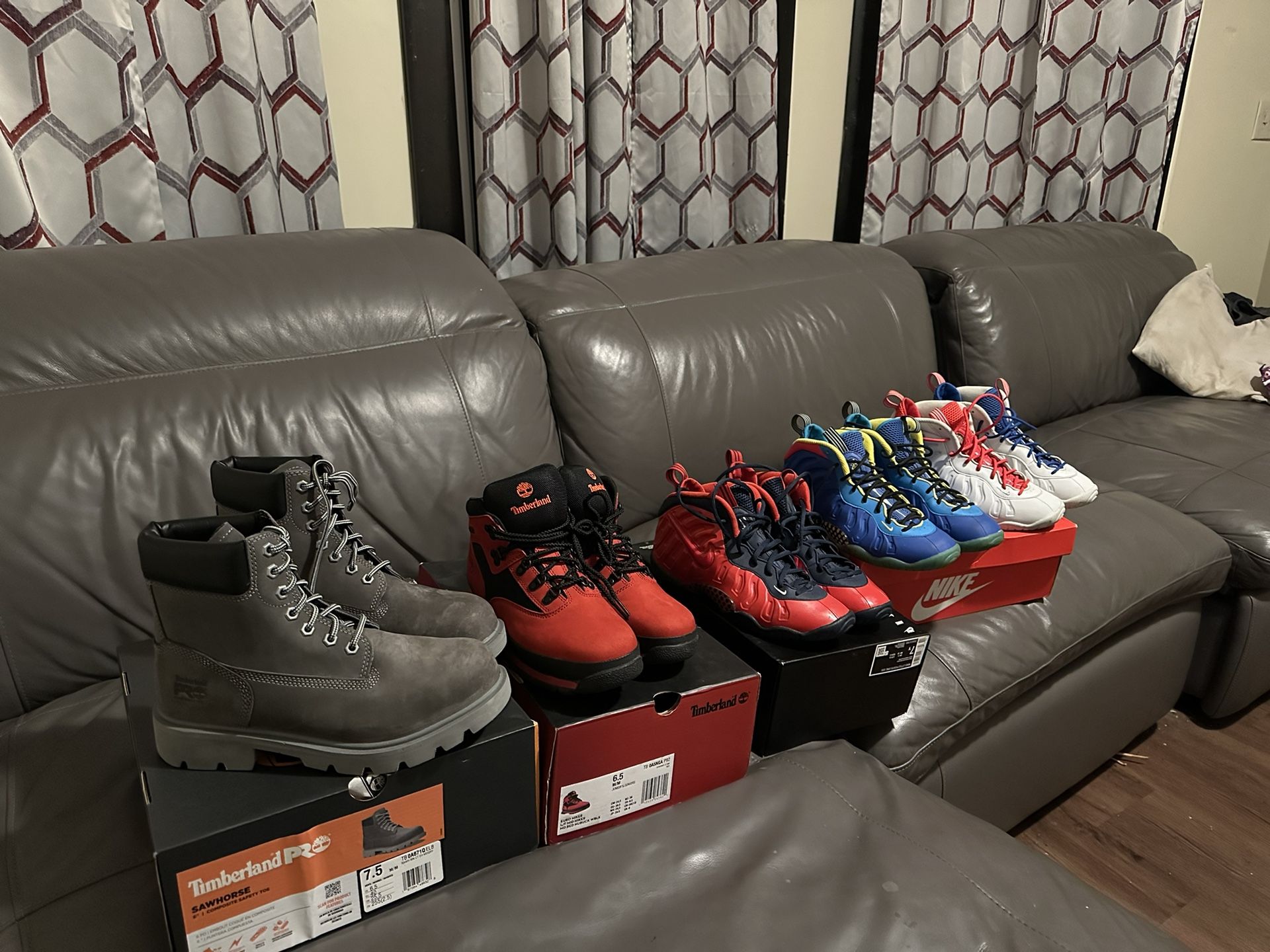 2 Pairs Of Lady Timberlands &3 Pairs Of Foamposites
