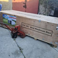 NEW SEALED 25'X35'FT METAL WAREHOUSE METAL SHED COLOR CREAM 2 DOORS LIKE YOU SEEN IN THE PICTURES IDEAL FOR YOU FARM,LAND,BUSSINES ETC IF SOMEBODY INT