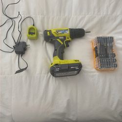 Ryobi Drill - Like New Barely Used With Drill Bit Set
