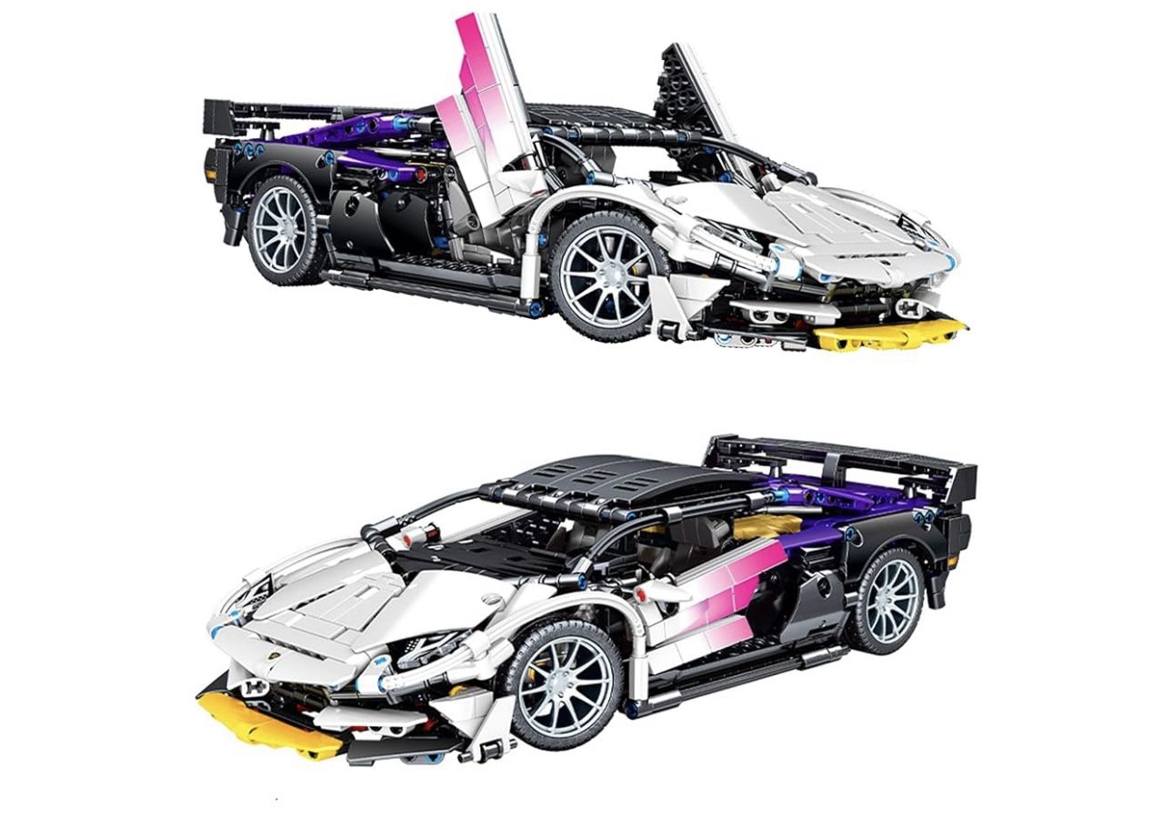 XiaoRuiPin 1/14 Scale MOC Car Model Kit -1337 Pieces, Children's Toy Building Blocks Racing Puzzle Set, Suitable for 8-9-10-11-12 yeas up Boys and Adu