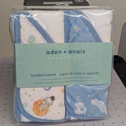 Aden + Anais Essentials Classic Hooded Baby Bath Towel, Super Soft 100% Cotton, 2 Pack, Male, Space Explorers