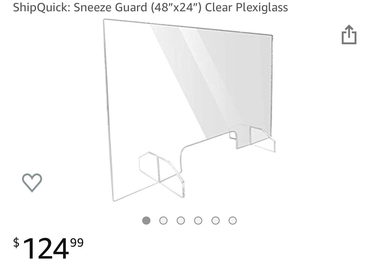 48” x 24” Sneeze Guard Clear Plexiglass