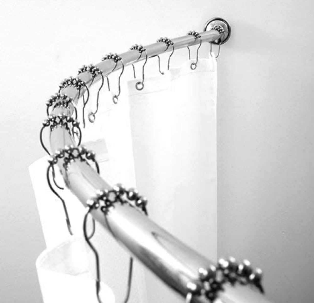 BINO Expandable Curved Shower Curtain Rod | Polished Chrome 48" to 72" Extendable Shower Rod | Adjustable Shower Curtain Rod with Screw-Mounted Hardwa