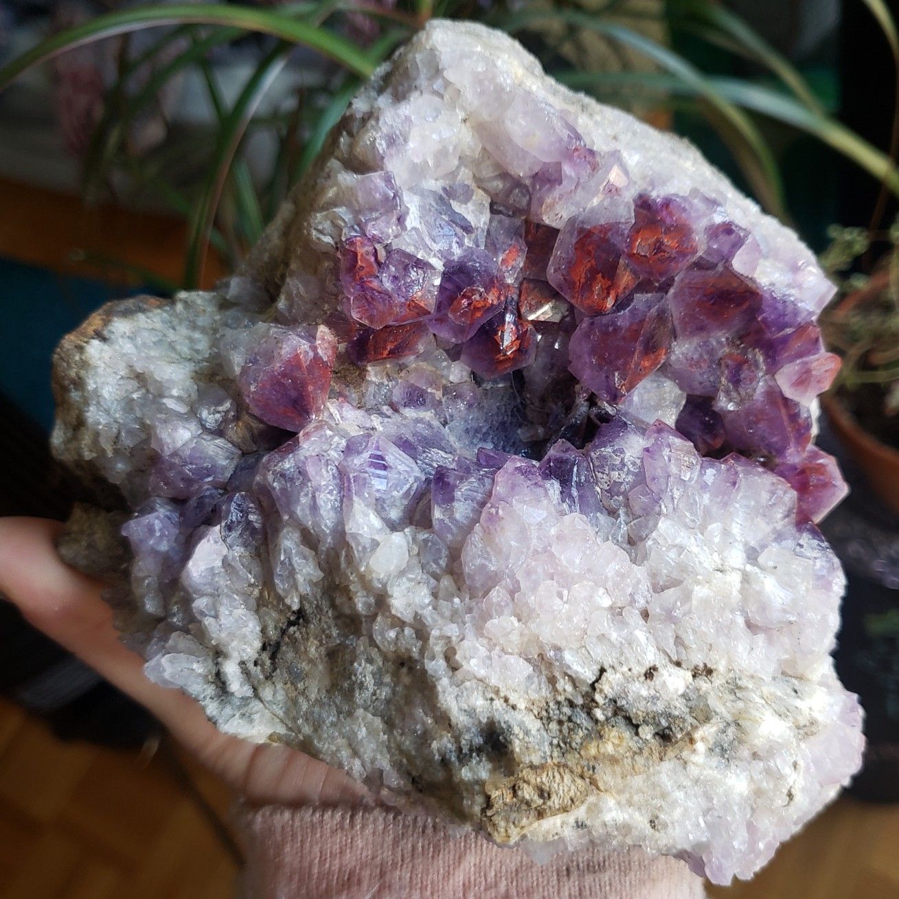 3.8lb Red Amethyst Crystal natural geode | healing reiki feng shui metaphysical decor