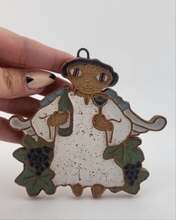 Vintage St Andrew's Priory Handmade Ceramic Angel Ornament 