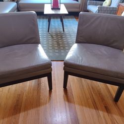 West Elm Leather Chairs