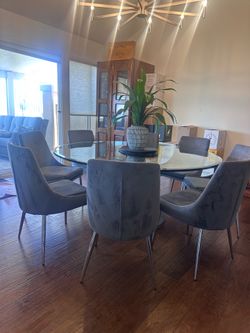 Glass Dining Table with 8 chairs