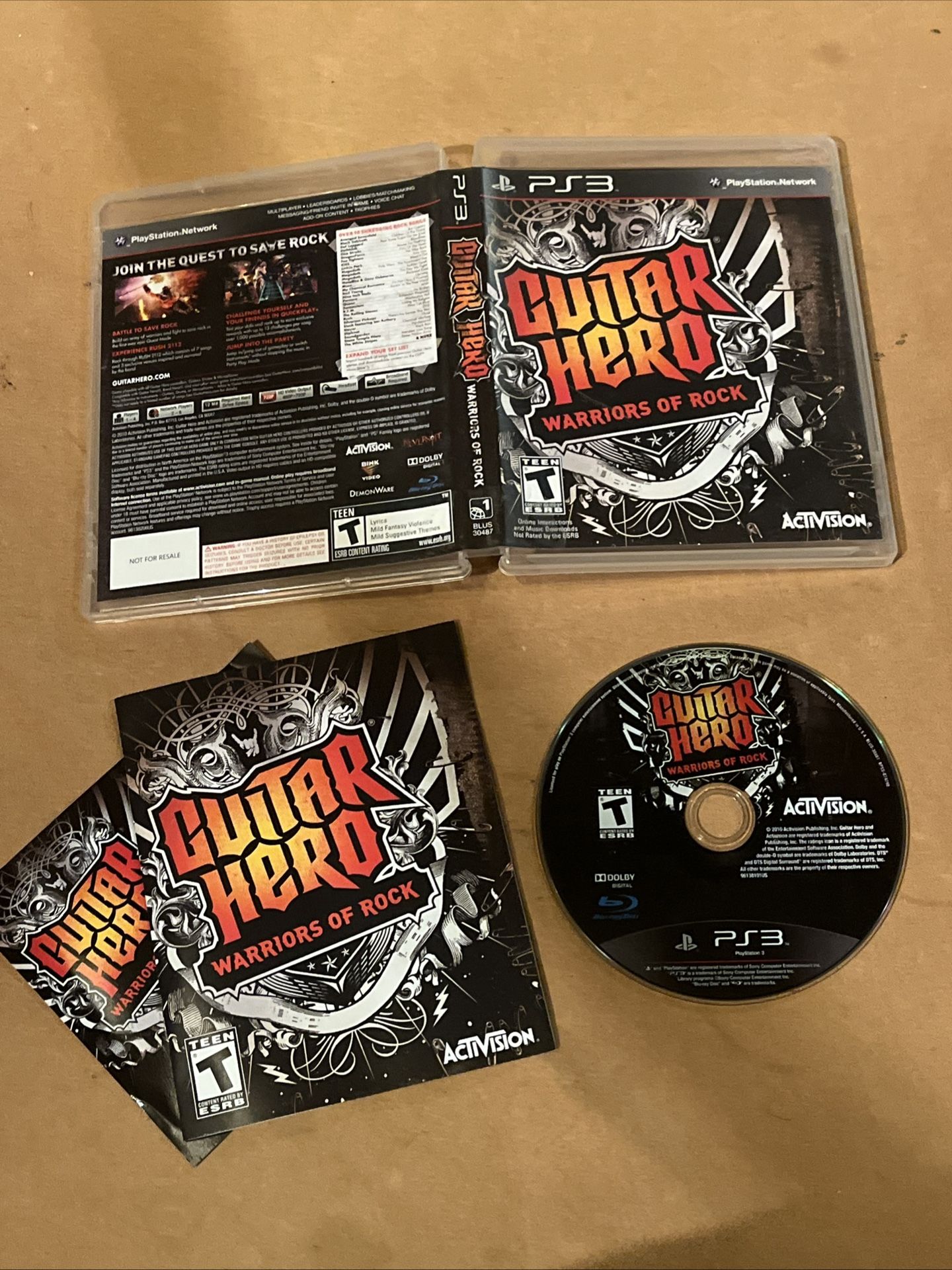 Guitar Hero: Warriors of Rock (PS3 PlayStation 3, 2010) Complete w/ Manual CIB