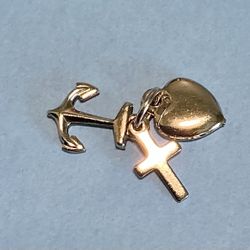 Sterling Silver Charm / Faith, Hope & Charity or Love / Cross, Anchor & Heart