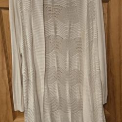 White knit tunic sweater mock neck long sleeve lightweight textured top